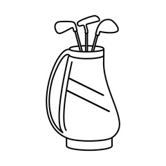 Golf caddy or bag with golf clubs in vector