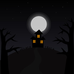 Fototapeta na wymiar halloween background with house and moon