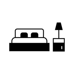 bedroom thin line icon, hotel and sleep, bed sign, vector graphics, A alinear pattern on A on white background