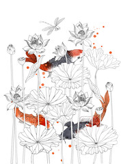 Asia garden. Vector illustration