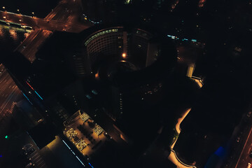 Fototapeta premium Aerial Townscape of Saint Petersburg City at Night. Kalininsky District