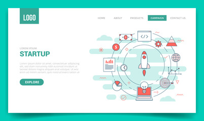 startup business concept with circle icon for website template or landing page banner homepage