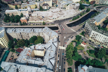 Fototapeta premium Aerial Townscape of Saint Petersburg City. Petrogradsky District