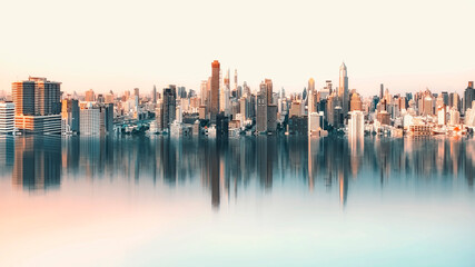 Bangkok panorama reflection in daytime © Stockbym