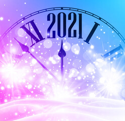 Obraz na płótnie Canvas Clock hands showing 2021 year.