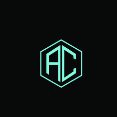 AC letter icon design on black background.  Creative letter AC/ A C logo design. AC  initials Logo design
