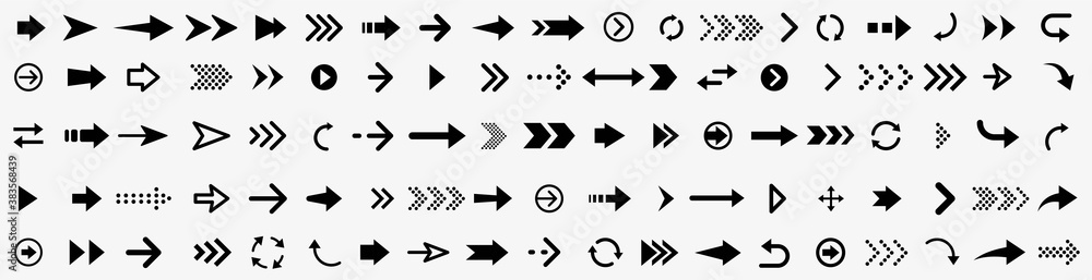 Fototapete arrows set black icons.arrows collection. big set of arrows design. arrow icon.modern simple arrows 