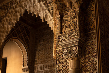 Architecture detail of the Alhambra palace, Granada, Spain - obrazy, fototapety, plakaty