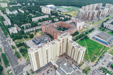 Aerial Townscape of Saint Petersburg City. Kalininsky District