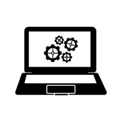 Laptop with pointer or cursor icon isolated