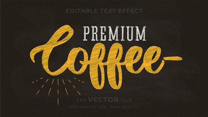 Coffee typography chalkboard premium editable text effect