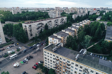 Aerial Townscape of Saint Petersburg City. Kalininsky District