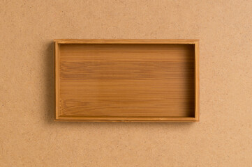 open wooden box top view on wooden background