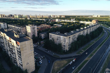 Obraz premium Aerial Townscape of Saint Petersburg City. Kalininsky District