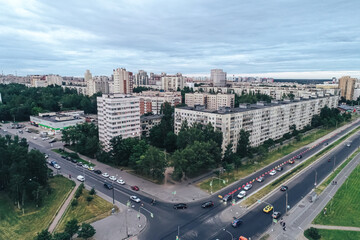 Obraz premium Aerial Townscape of Saint Petersburg City. Kalininsky District