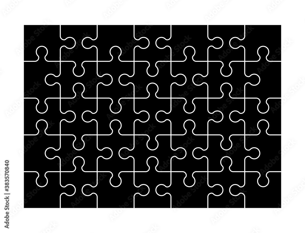 Poster set of thirty five puzzle jigsaw pieces. puzzle with different types of details and the ability to m