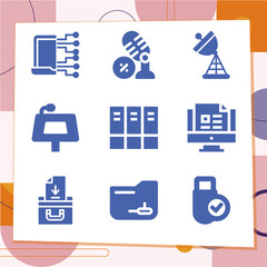 Simple set of 9 icons related to document