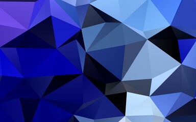 Dark BLUE vector shining triangular background.