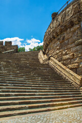 Staircase at the Emperor William Monument near the city of Porta Westfalica, North Rhine...