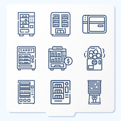 Simple set of 9 icons related to vending machine