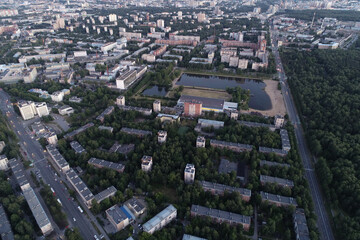 Naklejka na ściany i meble Aerial Townscape of Saint Petersburg City. Kalininsky District
