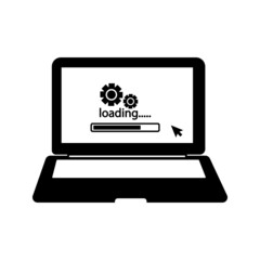 Laptop with pointer or cursor icon isolated