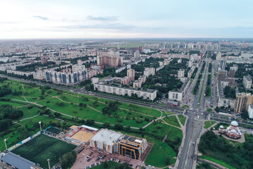 Fototapeta premium Aerial Townscape of Saint Petersburg City. Kalininsky District