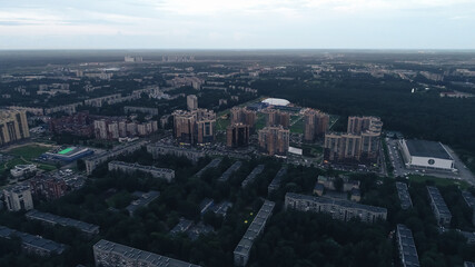 Obraz premium Aerial Townscape of Saint Petersburg City. Kalininsky District