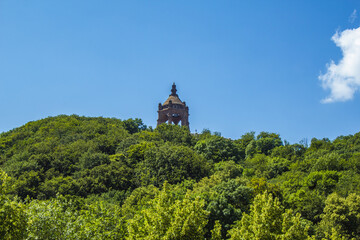 Emperor William Monument on top of Wittekindsberg near the city of Porta Westfalica, North Rhine Westphalia, Germany