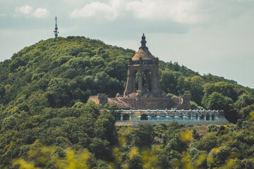 Emperor William Monument on top of Wittekindsberg near the city of Porta Westfalica, North Rhine...