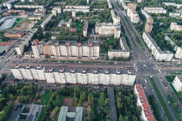 Aerial Townscape of Saint Petersburg City. Kalininsky District