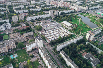 Fototapeta premium Aerial Townscape of Saint Petersburg City. Kalininsky District