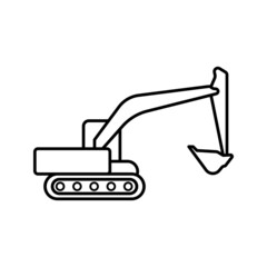 excavator icon with line or outline style. vehicle or transport icon stock on white background