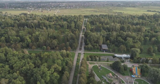 arieal view. park in Lutsk city, Ukraine