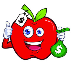 apple fruit mascot cartoon in vector