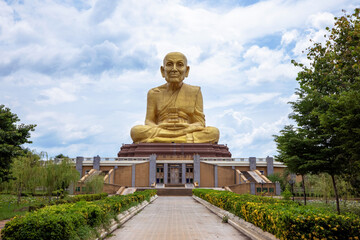 Large statue of Luang Pu Tuad, The new tourist attraction is very popular, Phra Nakhon Si Ayutthaya, Thailand, Oct 7, 2020.