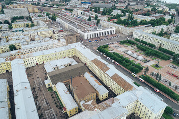 Fototapeta premium Aerial Townscape of Saint Petersburg City. Kalininsky District