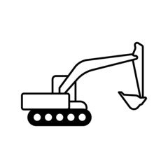 excavator icon with line or outline style. vehicle or transport icon stock on white background