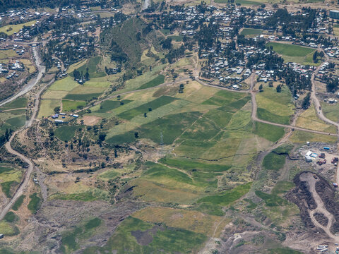 Aerial view of the outskirts of Addis Ababa, Ethiopia.