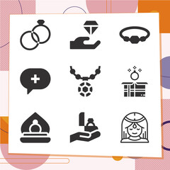 Simple set of 9 icons related to amendment