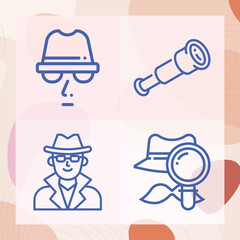 Simple set of spies related lineal icons