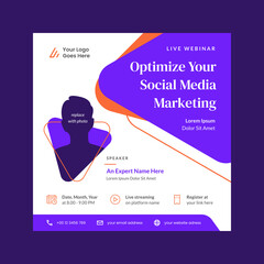 social media webinar poster template vector