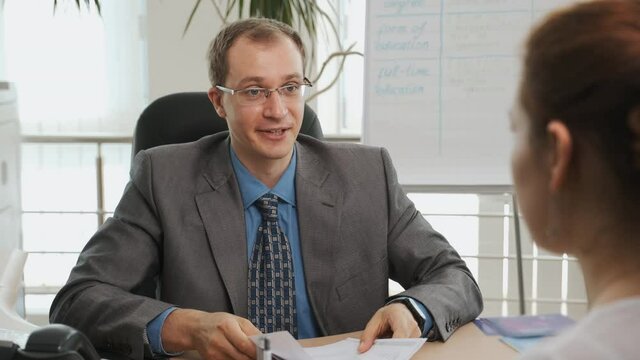 The head of company, boss or manager, interviews the candidate, checks documents