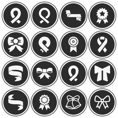 16 pack of curled  filled web icons set