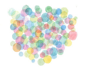 Delicate bolle colorate ad acquerello isolate su sfondo bianco