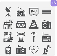 Simple set of frequency related filled icons.