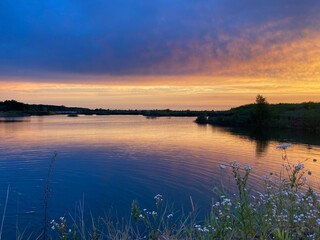 sunset over the river