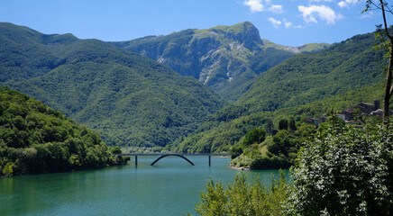 Landscape From Vagli lake and apuan mountains
