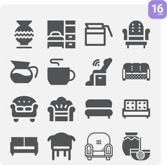 Simple set of vase related filled icons.
