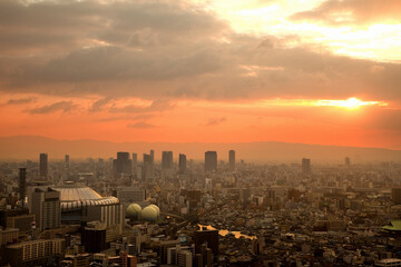 大阪西区と中央区の夜明け